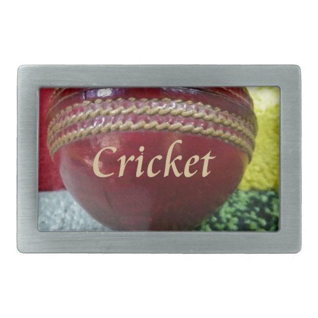 Cricket: Red Hard Ball Art Print Belt Buckle (Front)