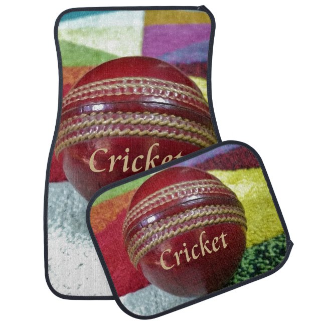 Cricket: Red Hard Ball Art Print Car Floor Mat (Set)