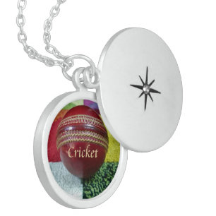Cricket: Red Hard Ball Art Print Locket Necklace