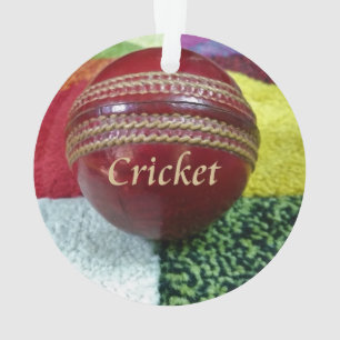 Cricket: Red Hard Ball Art Print Ornament
