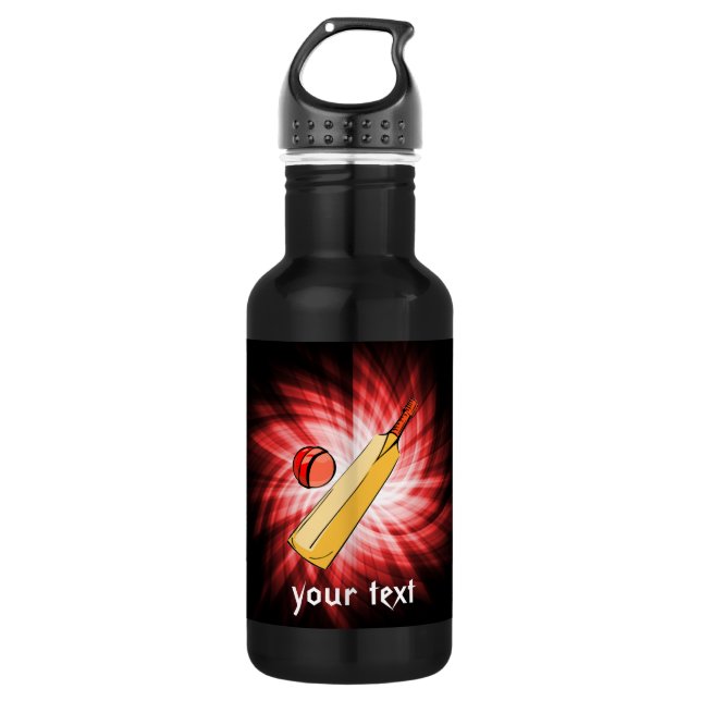 Cricket; red stainless steel water bottle (Front)