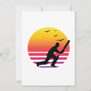 Cricket retro sunset, #Cricket Invitation