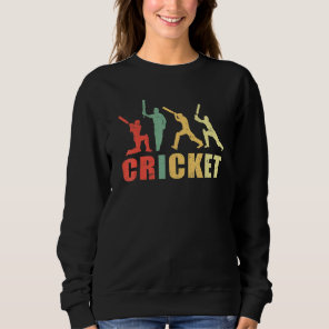 Cricket Retro Vintage Colours Cricket Players Sweatshirt