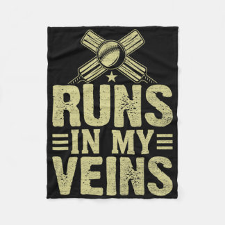 Cricket Runs In My Veins Cricket Fleece Blanket