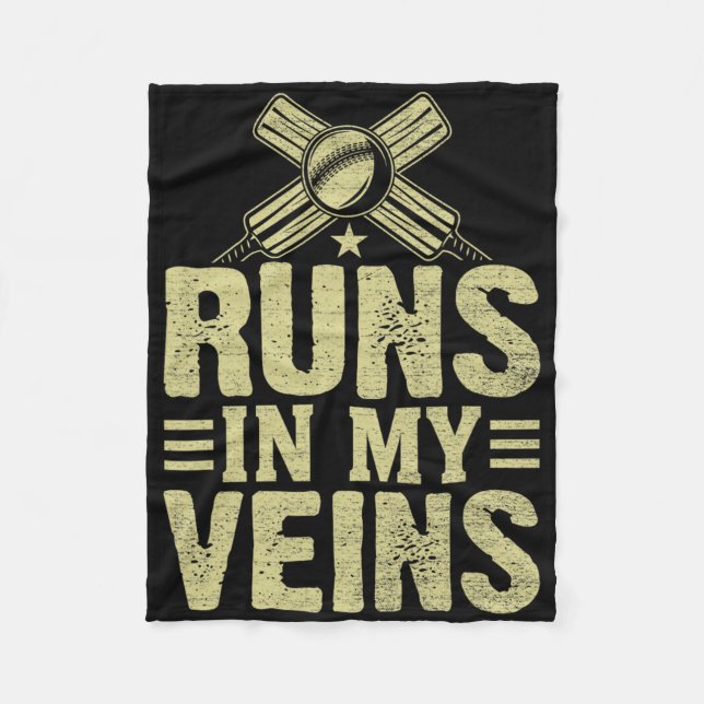 Cricket Runs In My Veins Cricket  Fleece Blanket (Front)