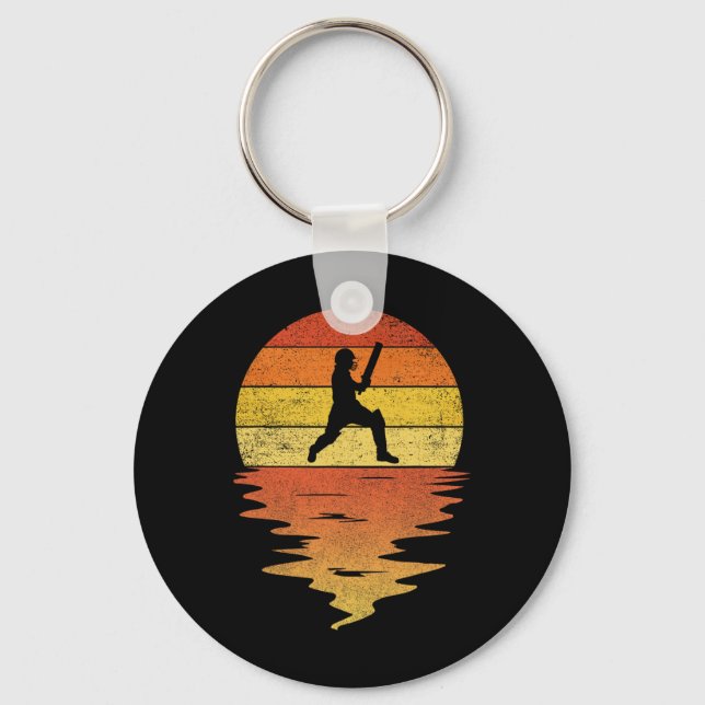 Cricket Shirt Retro Sunset 70s Vintage Cricket  Keychain (Front)