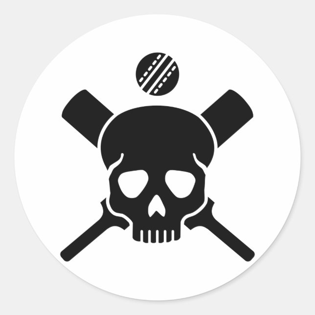 Cricket skull classic round sticker (Front)