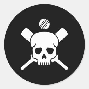 Cricket Skull Classic Round Sticker