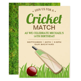 Cricket Themed Birthday Party Invitations 2