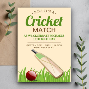 Cricket Sport Birthday Party invitation