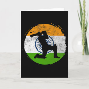 Cricket Sport Game Flag Of India Cricket Player Card