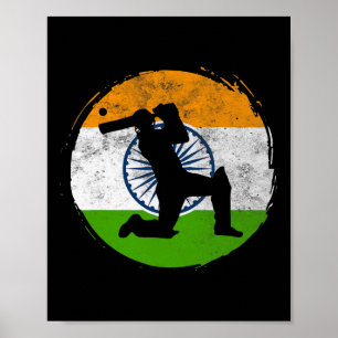 Cricket Sport Game Flag Of India Cricket Player Poster