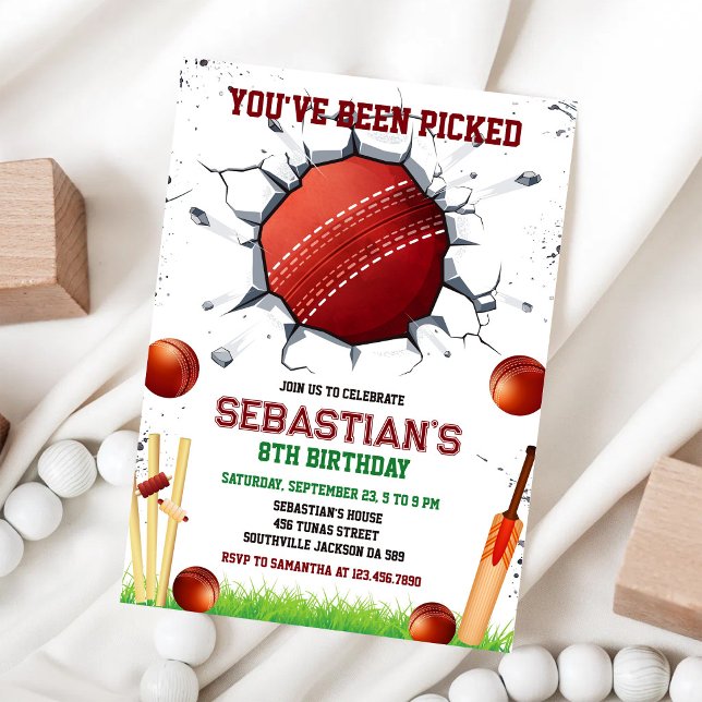 Cricket Sport Party Birthday Invitation (Creator Uploaded)