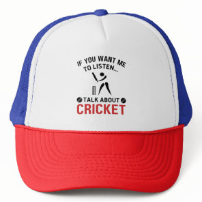 Cricket sport player lover father day for cricket  trucker hat