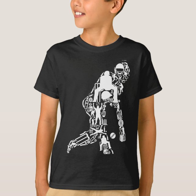 Cricket Sport Symbols Cricket Player T-Shirt (Front)