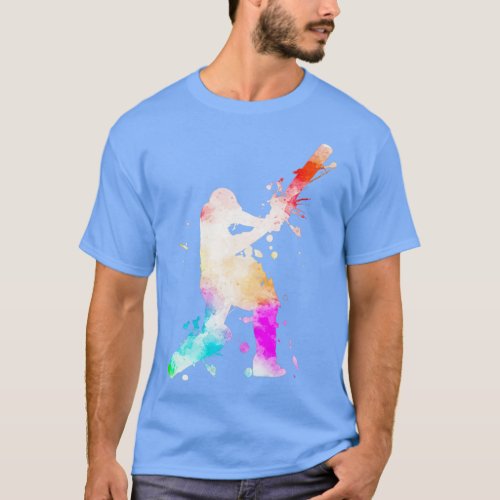 Cricket Sport Watercolor Art  T_Shirt