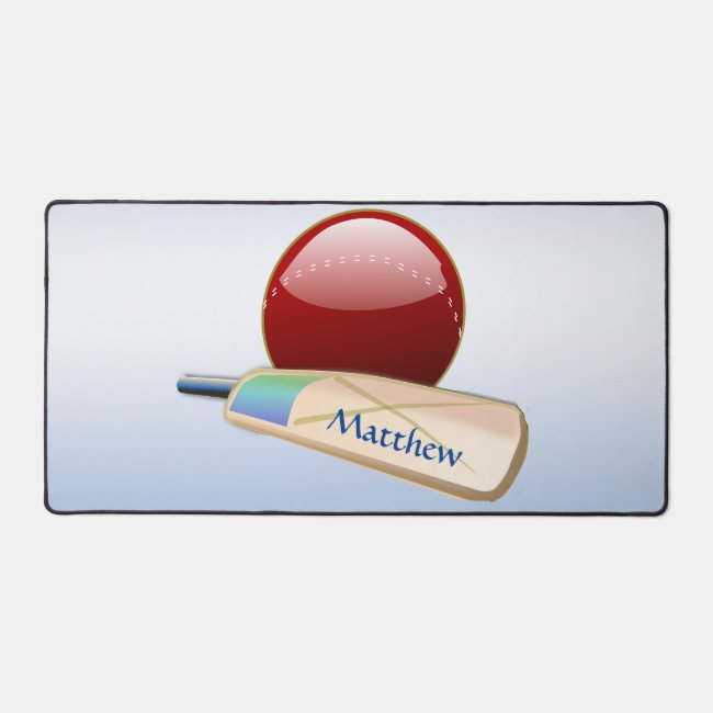 Cricket Sports Ball and Bat Desk Mat