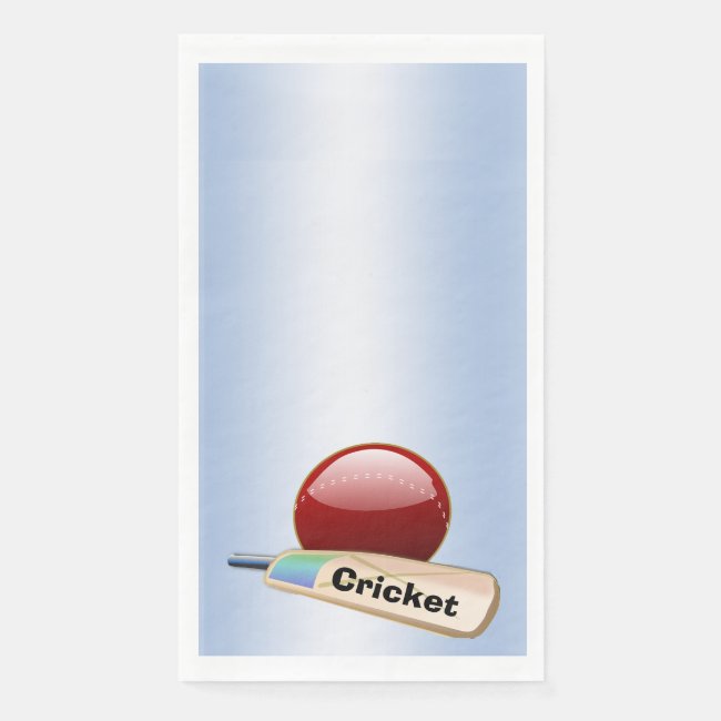 Cricket Sports Ball and Bat Paper Guest Towel