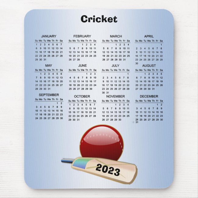 Cricket Sports Ball Bat 2023 Calendar Mousepad