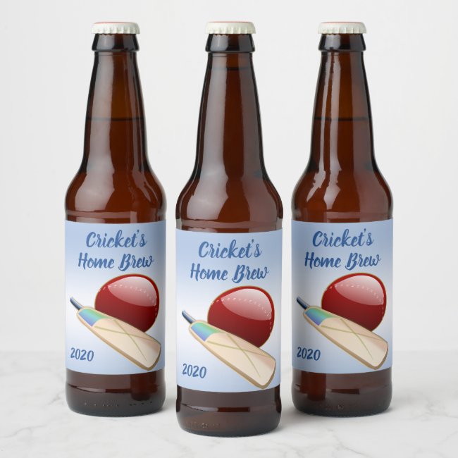 Cricket Sports Blue Beer Label