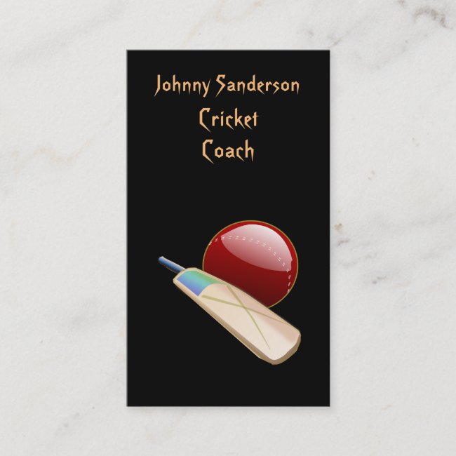 Cricket Sports Coach Promotional Business Card