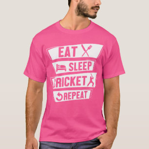 Cricket Sports Player Eat Sleep Cricket Repeat T-Shirt