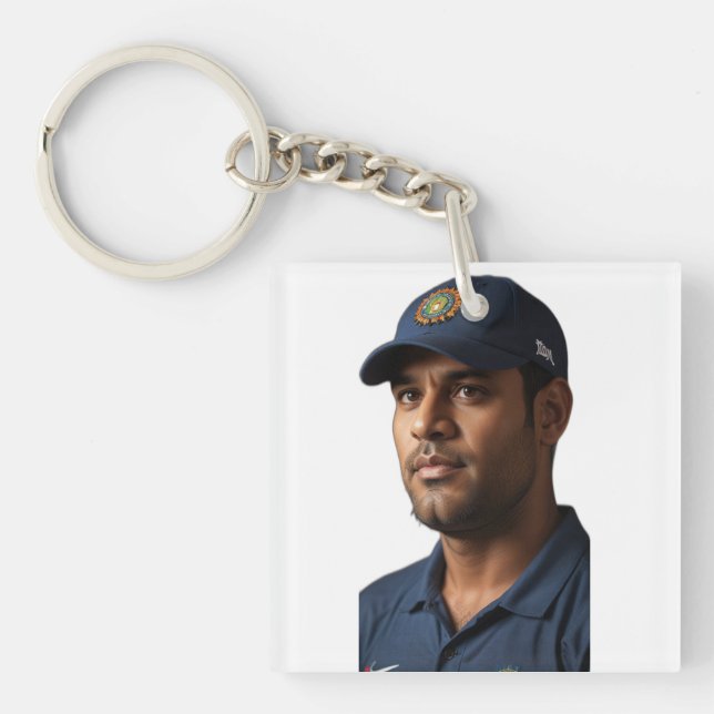 Cricket Star MS Dhoni Tribute Keychain (Front)