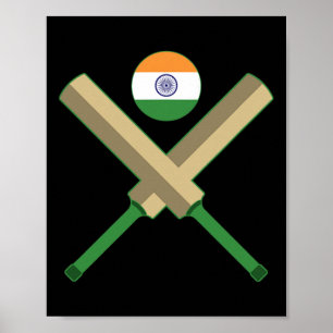Cricket T Cricket Ll Indian Flag India Cricket Poster
