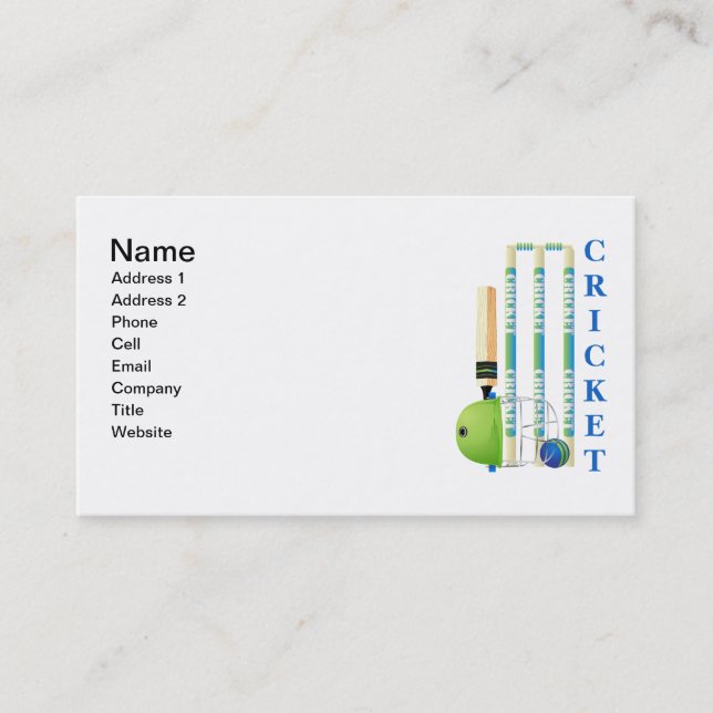 Cricket Tees and Gifts - Personalize Business Card (Front)