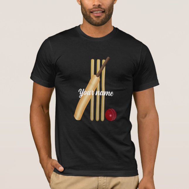 Cricket template, personalize, T-Shirt (Front)