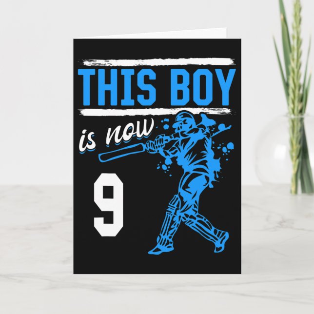 Cricket - This Boy Is Now 9 Year Old 9 Th Birthday Card (Front)