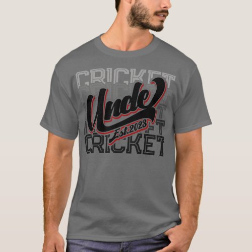 Cricket Uncle Est 2023 New Uncle Gift  T_Shirt