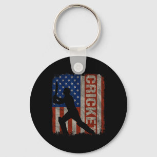 Cricket Usa American Flag Vintage 4th Of July Gift Keychain