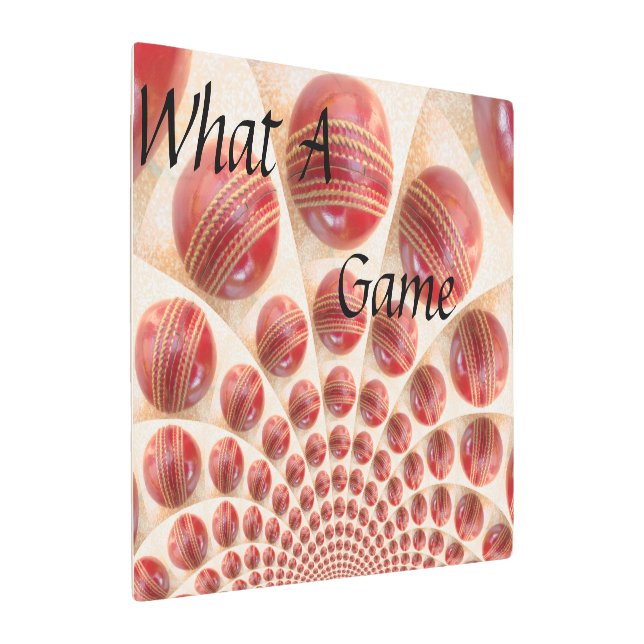 Cricket what a game metal print (Angled)