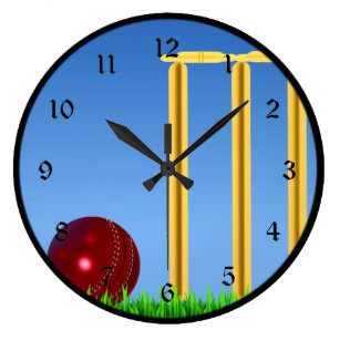 gift  boxed Cricket design 10.5" large ceramic  wall clock 