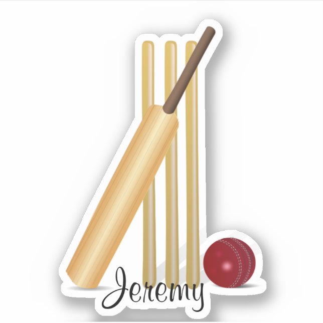 Cricket, wicket and ball template, customize sticker (Front)