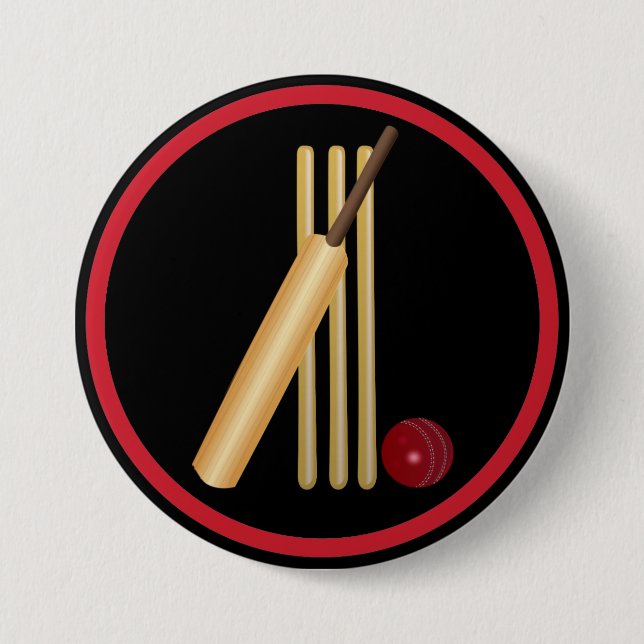Cricket, wicket, bat and ball button (Front)