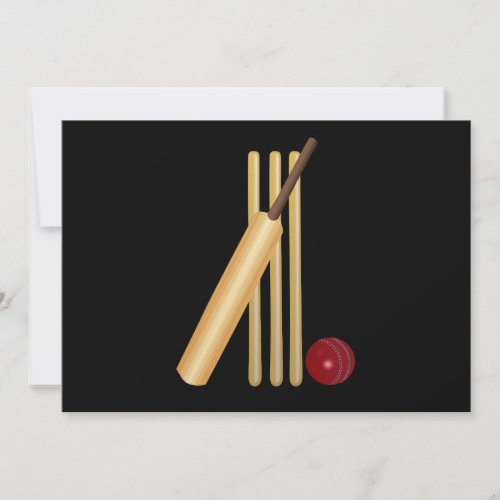 Cricket wicket bat and ball card