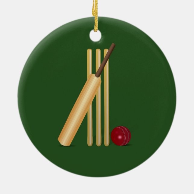 Cricket - Wicket, bat and ball Ceramic Ornament (Back)