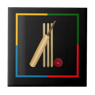 Cricket, wicket, bat and ball, ceramic tile