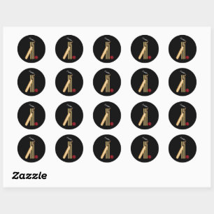 Cricket - Wicket, Bat and Ball Classic Round Sticker