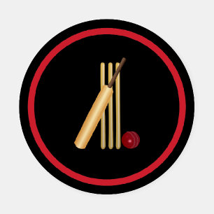 Cricket, wicket, bat and ball coaster set