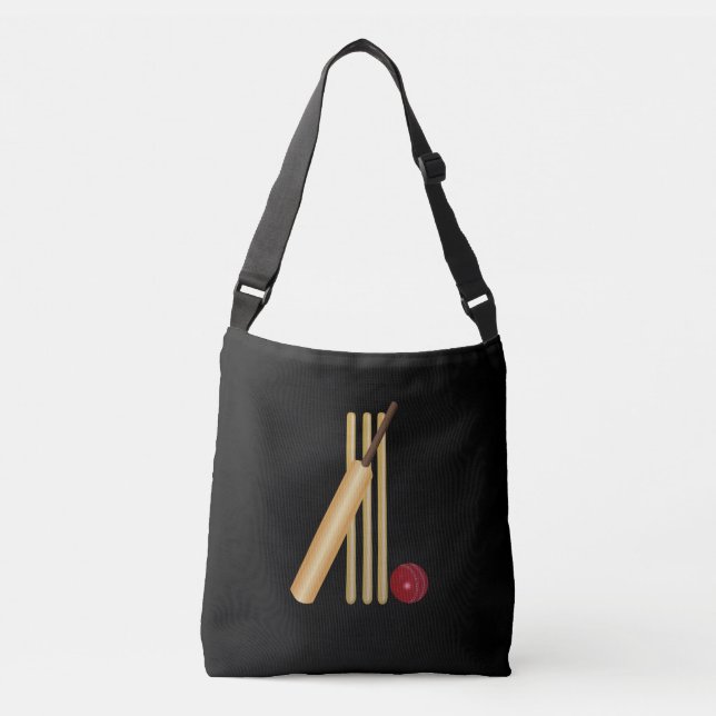 Cricket - Wicket, Bat and Ball  Crossbody Bag (Front)