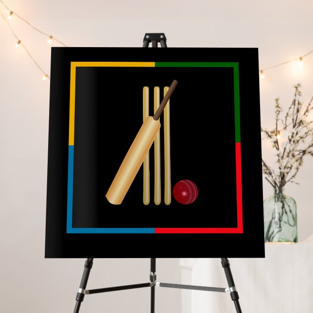 Cricket, wicket, bat and ball,  foam board (In Situ (Stand))