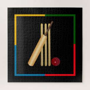 Cricket, wicket, bat and ball, jigsaw puzzle