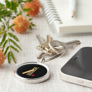 Cricket - Wicket, bat and ball Keychain