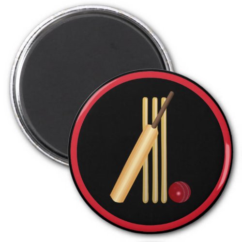 Cricket wicket bat and ball magnet