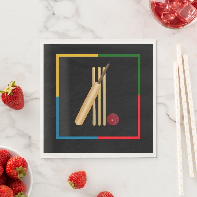 Cricket, wicket, bat and ball, napkins (Insitu)