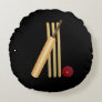 Cricket - Wicket, Bat and Ball Round Pillow