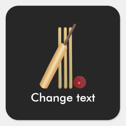 Cricket wicket bat and ball square sticker